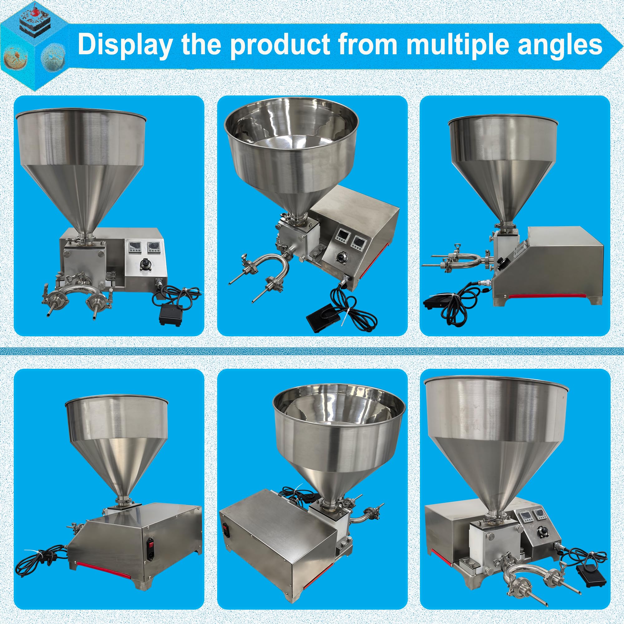 HayWHNKN 20L Electric Cream Filling Machine 110V Stainless Steel Puff Pastry Jam Filler Cake Bread Quantitative Filling Machine — view 9