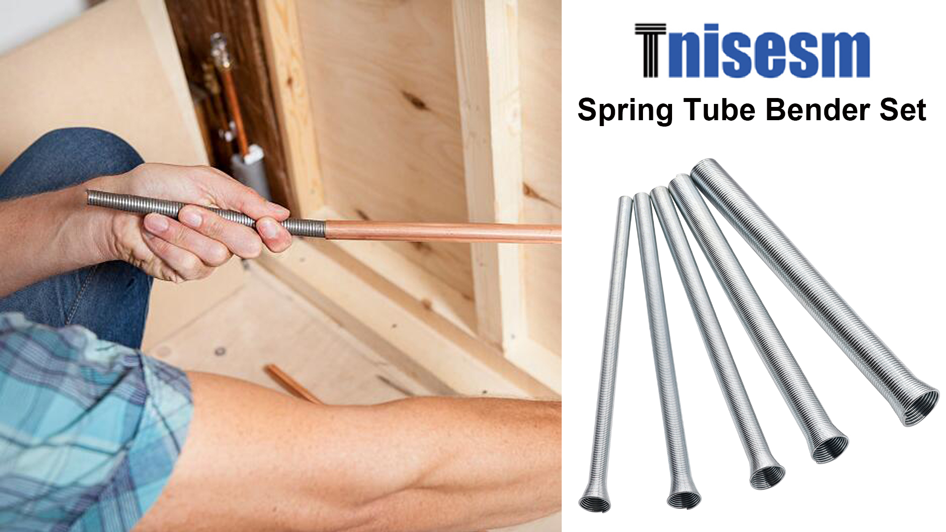 Image of Tnisesm Spring Tube Bender Set 1 /4'', 5 /16'', 3 /8'', 1 /2'' and 5 /8'' 5 in 1 Tube Bender Set for Copper, Brass, Aluminum and Thin Steel Tube
