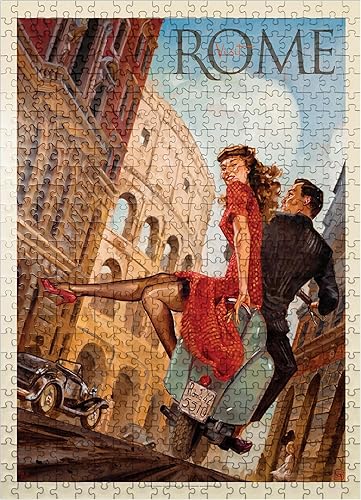 Italia Rome by Vespa, póster vintage, rompecabezas premium de 500 piezas para adultos