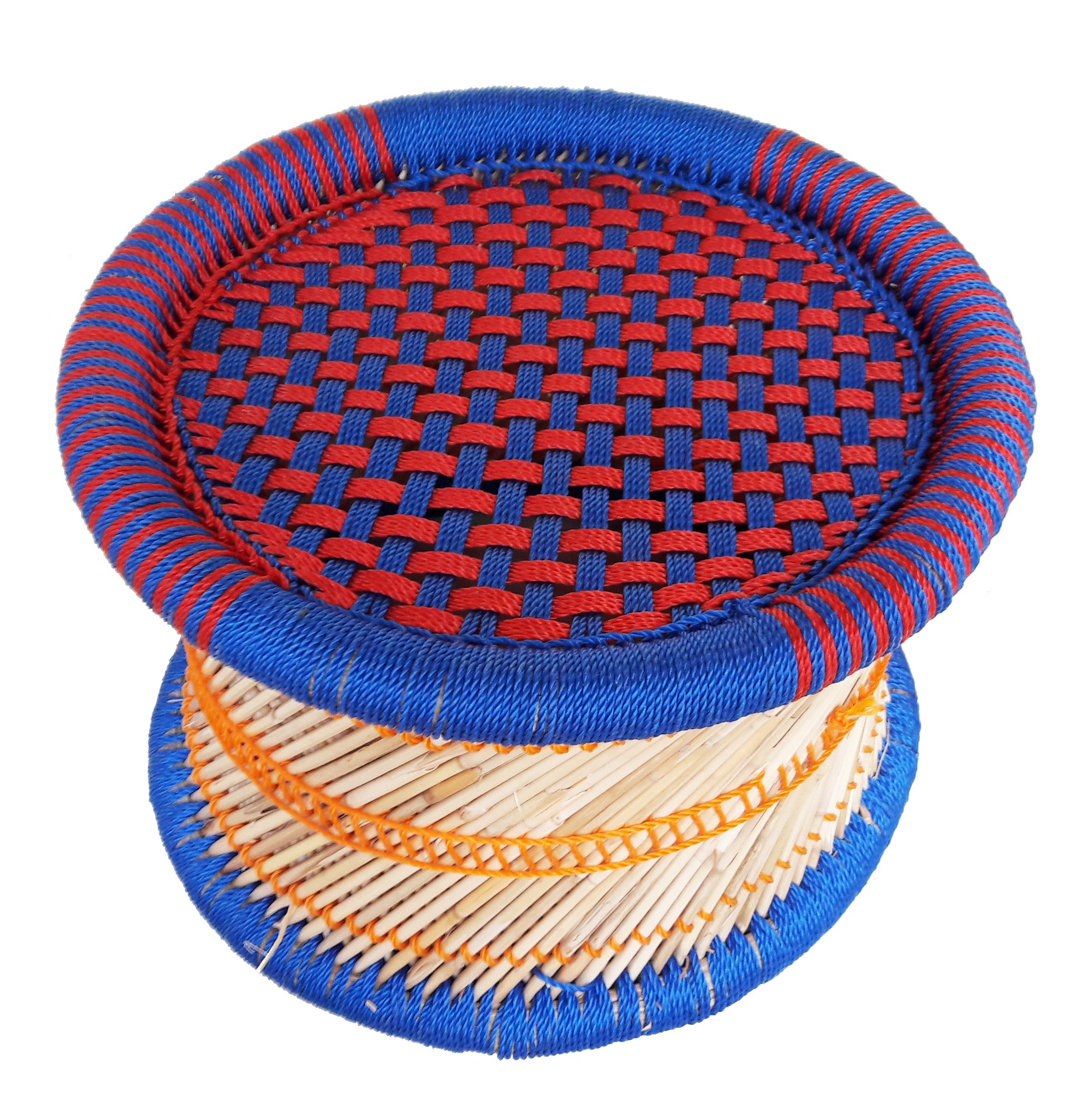 Pushkar Handicraftt Exclusive Product Bamboo Cane Bar Stool Mudda for Indoor/Outdoor Furnishings (Standard, Multicolour)-image-30