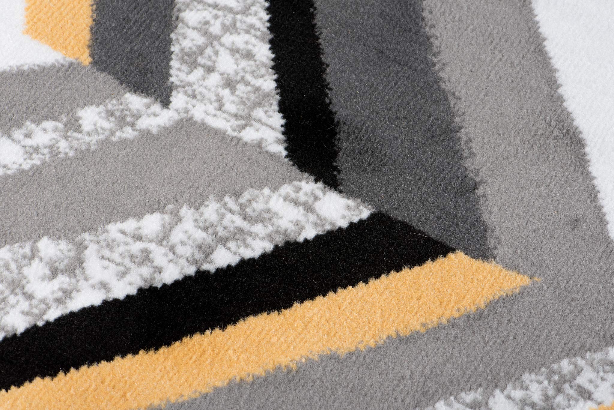 TAPISO Maya Teppich Läufer Meterware Kurzflor Flur Küche Brücke Wohnzimmer Modern Grau Weiß Gelb Schwarz Streifen ÖKOTEX 100 x 220 cm