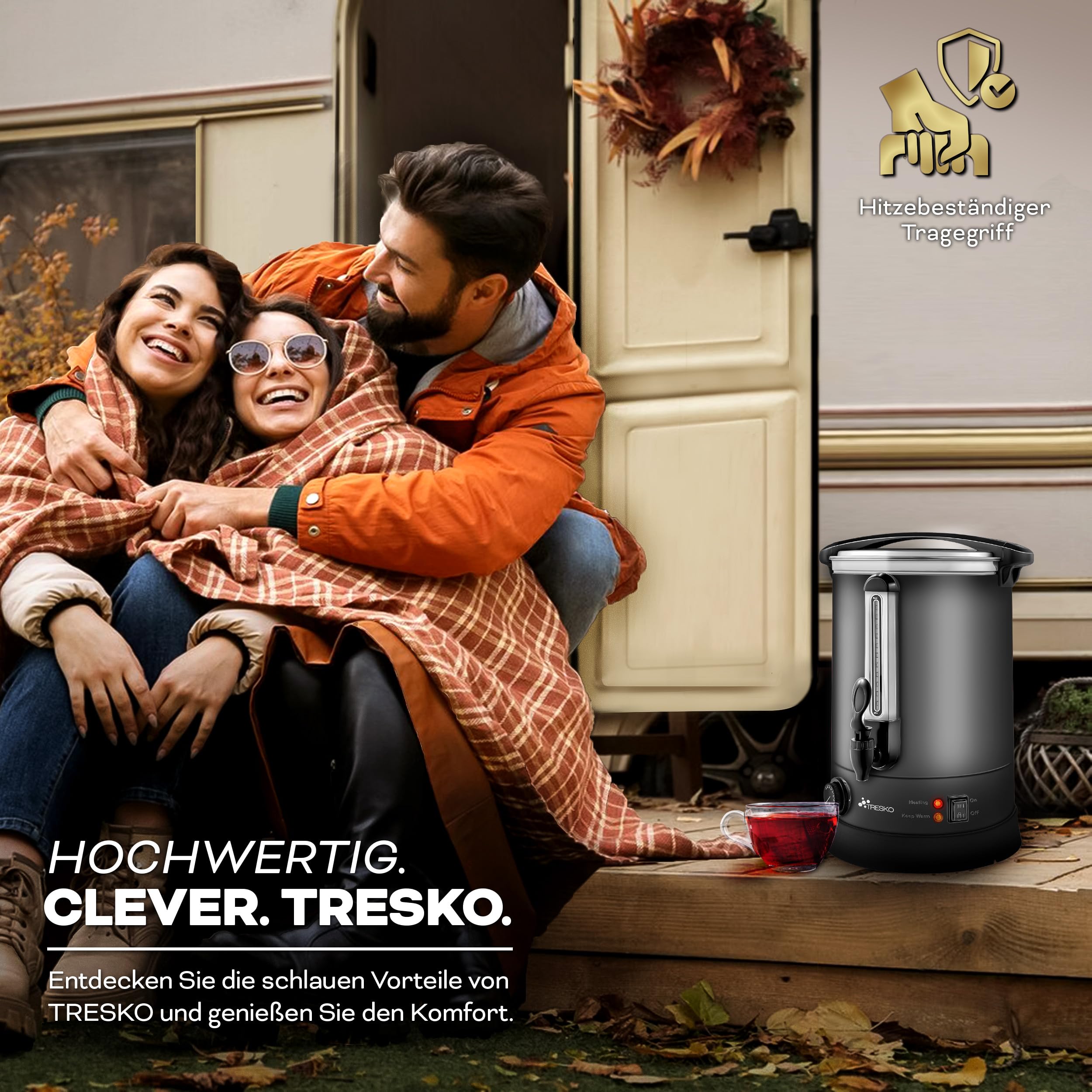TRESKO® Bollitore per Vin Brulè 20L / 2500W Automatica da Cucina in Acciaio Inox Bollitore Vin Brulè Dispenser di Bevande Calde Distributore di Acqua Calda