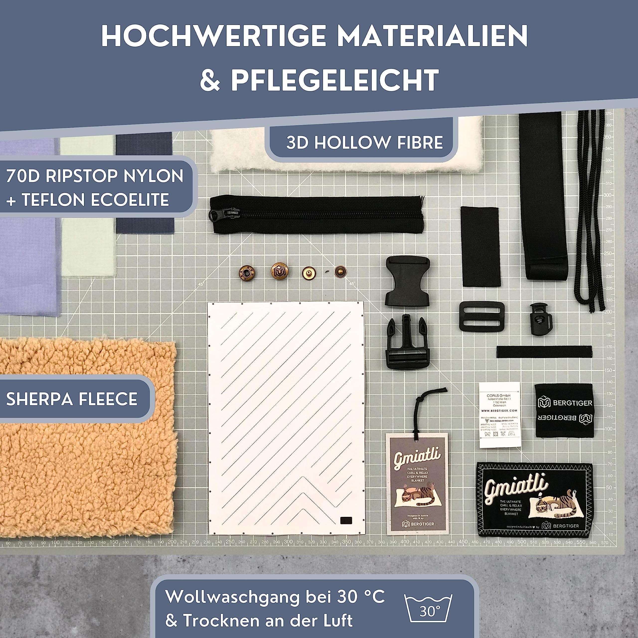 GMIATLI - 3in1 Outdoor Decke warm & gemütlich I Camping Decke wasserabweisend + Teflon EcoElite I Reisedecke Ultraleicht I Indoor & Outdoor Decke, Poncho & Schlafsack I Sherpa & Ripstop