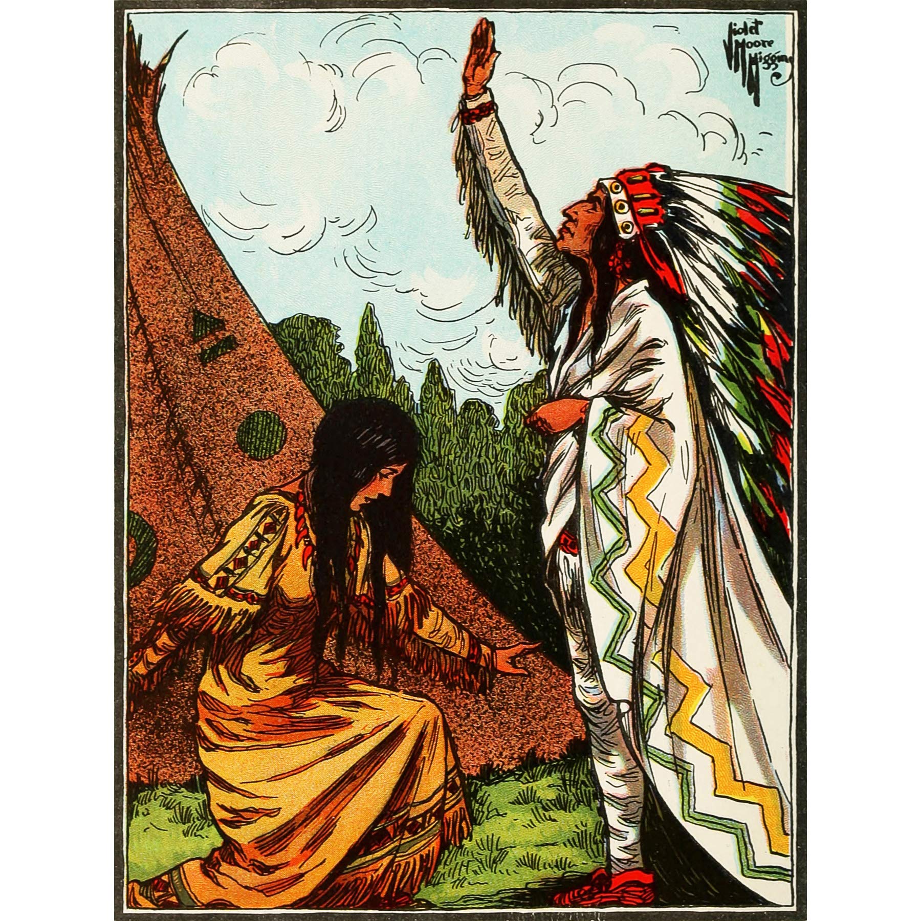 Wee Blue Coo LTD HIGGINS AMERICAN INDIAN TALES DEERFOOT PRINT ONLY ART POSTER HP3735