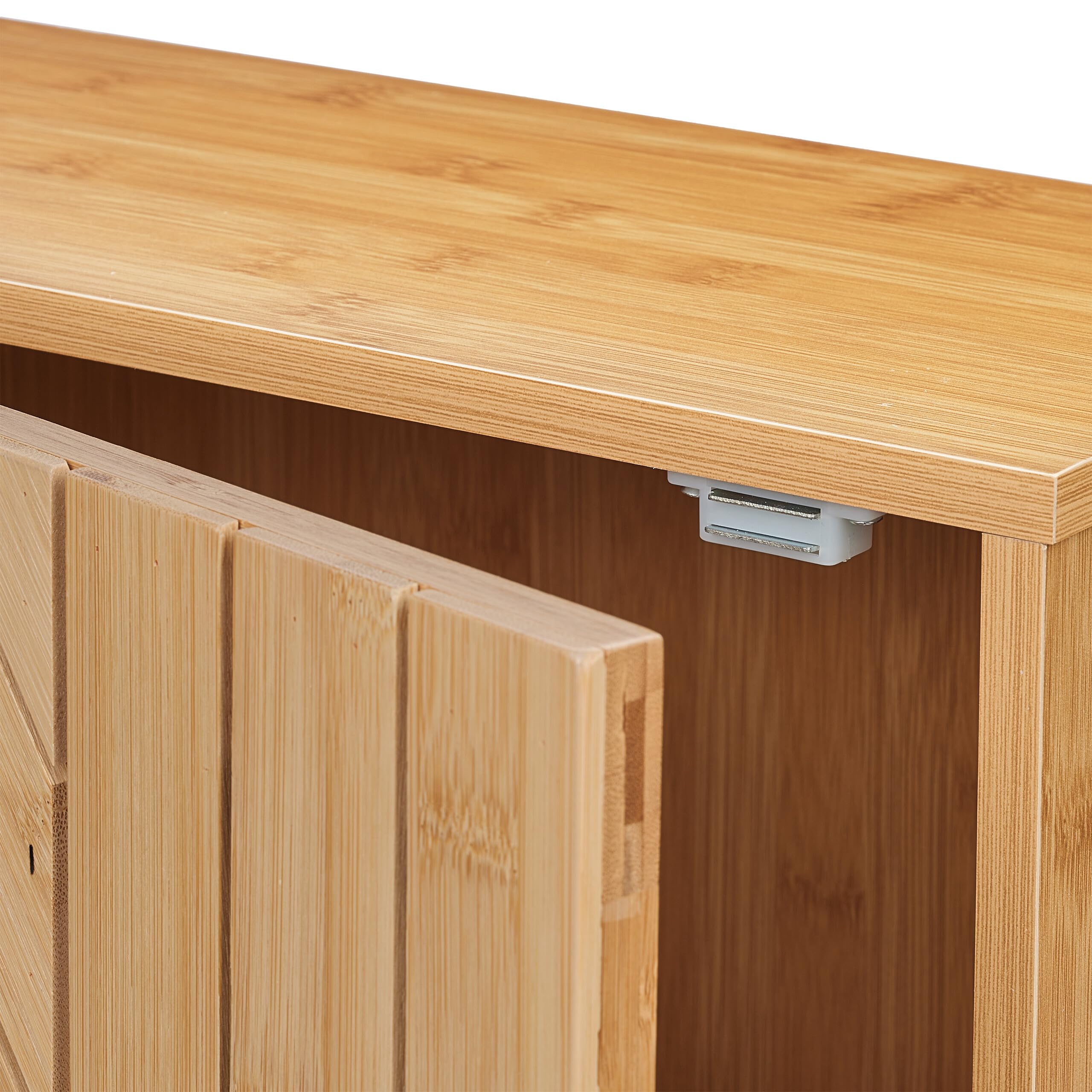 Relaxdays Armoire Suspendue pour Salle de Bain, Bambou, Niveaux réglables, Montage Porte Flexible, 55x40x20 cm, Nature