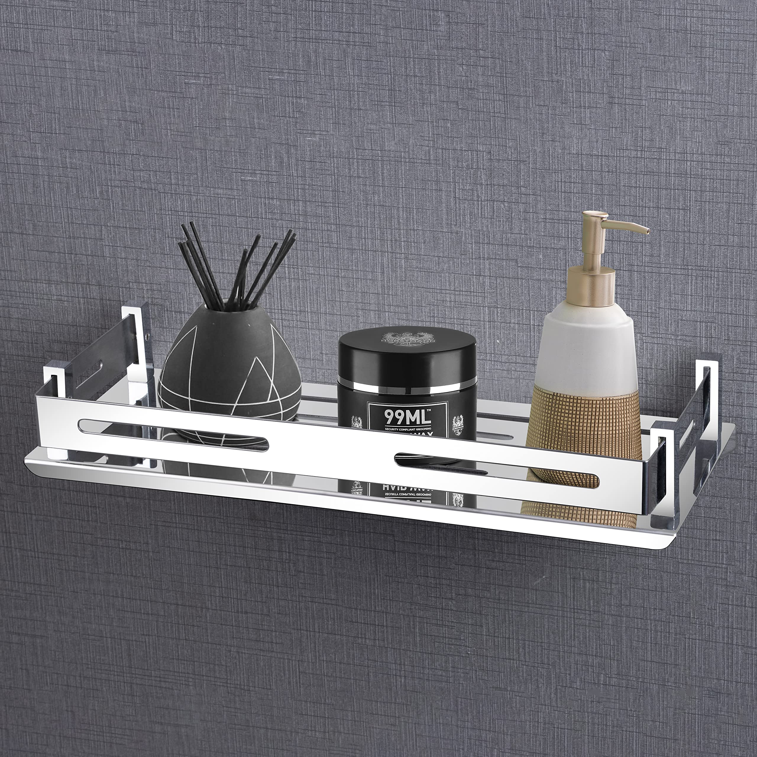 Plantex Wall Mounted Shelf for Bathroom/Stainless Steel Bathroom Shelf for Wall/Kitchen/Living Room with Railings/Bathroom Accessories Holder (12x5 inches, Chrome) (B09TR8FYVQ) Amazon Price History, Amazon Price Tracker