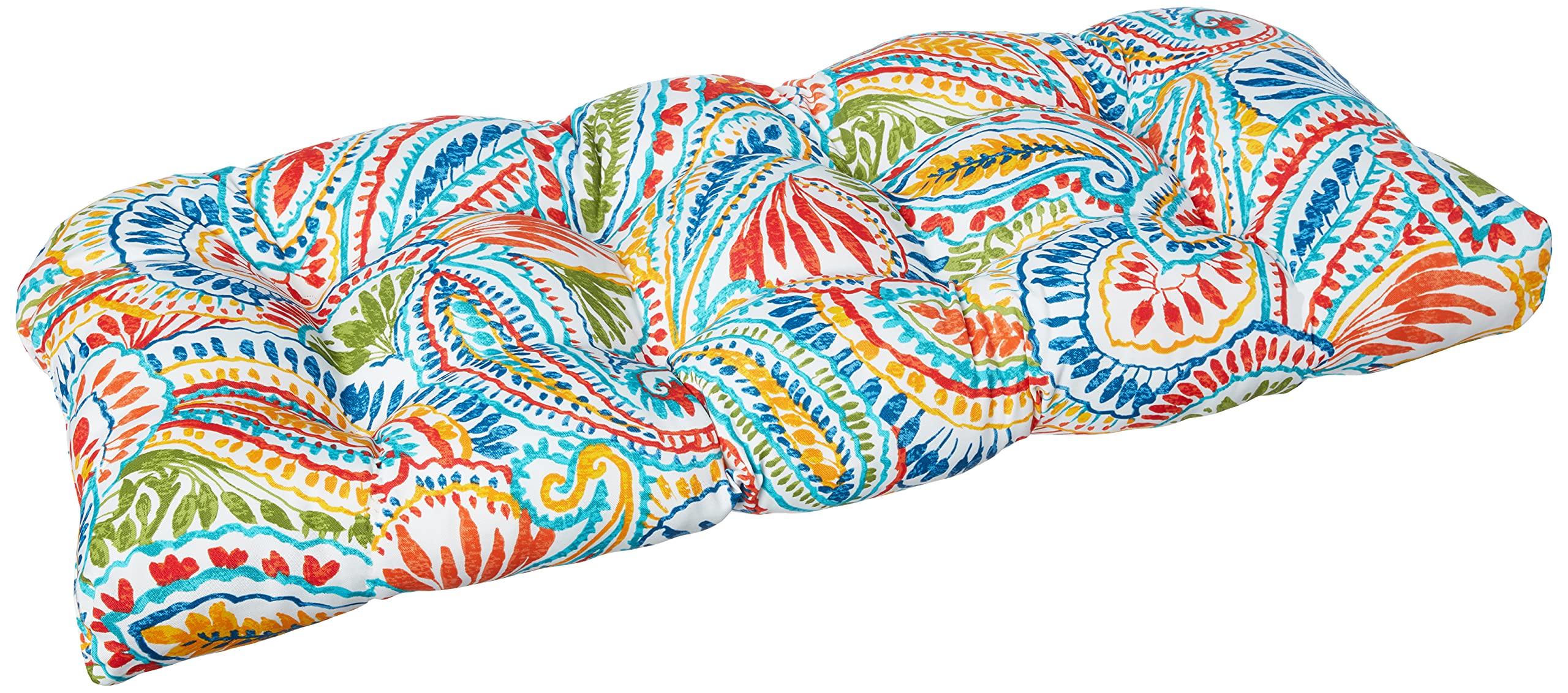 Pillow Perfect Paisley Indoor/Outdoor Sofa Setee Swing Cushion, Tufted, Weather, and Fade Resistant, 19" x 44", Blue/Multi Ummi,-image-32