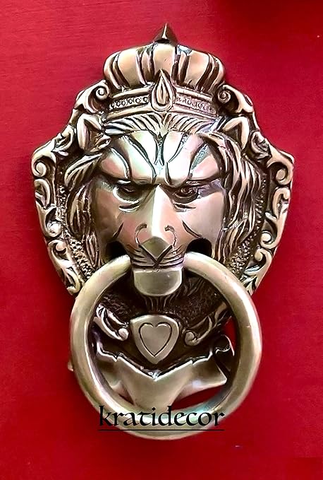 Kratidecor Victorian Style Lion Mouth Brass Door Knocker (Antique Brass)