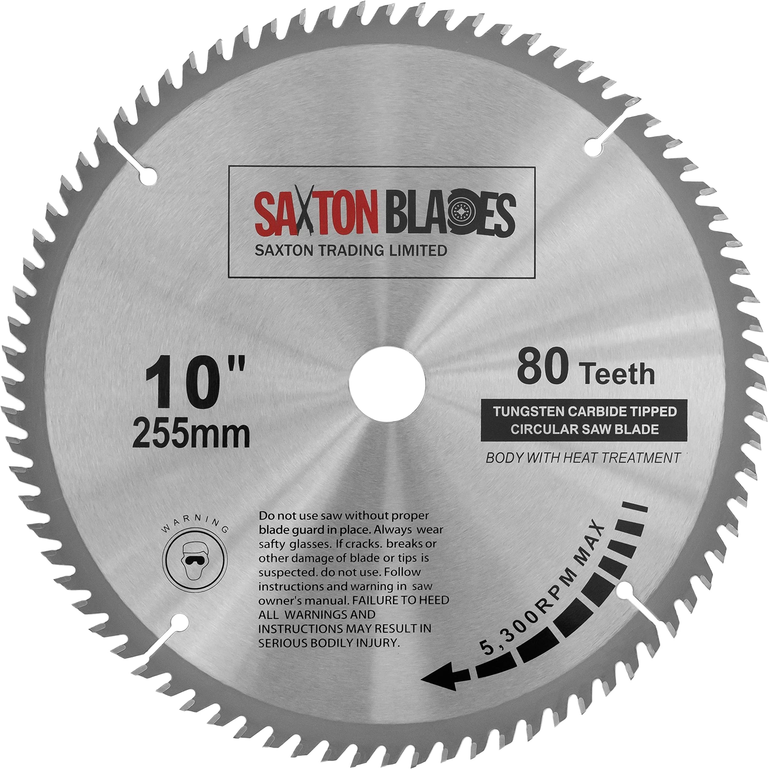 Saxton TCT Circular Wood Mitre Saw Blade 255mm x 80T x 25.4mm Bore fits Evolution Rage Saws
