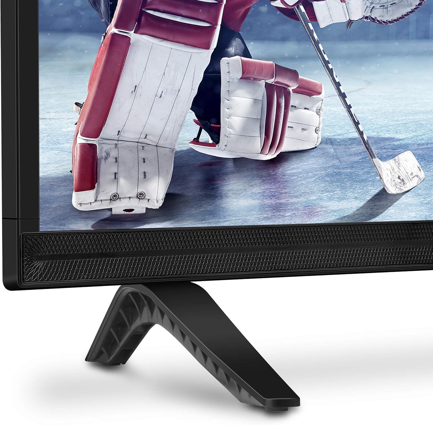 Close-up of Skyworth E-Series 40E2 TV stand and speaker grille