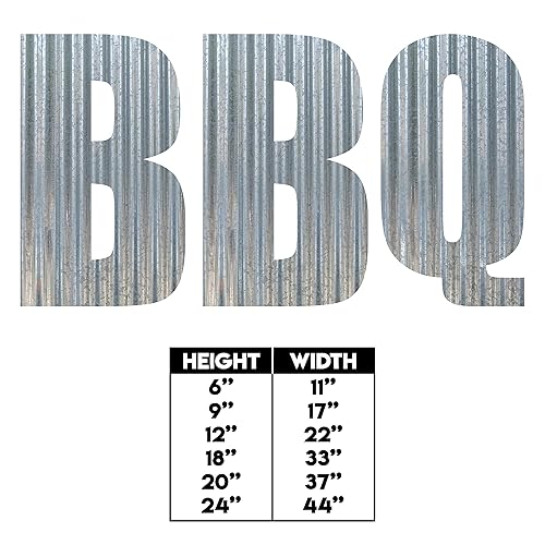 Miniatura 2 de BBQ Metal Letters Corrugated Galvanized Metal Word Business Sign Home Décor Barbecue Smokehouse Grilling Patio Decorations (6 Inch)