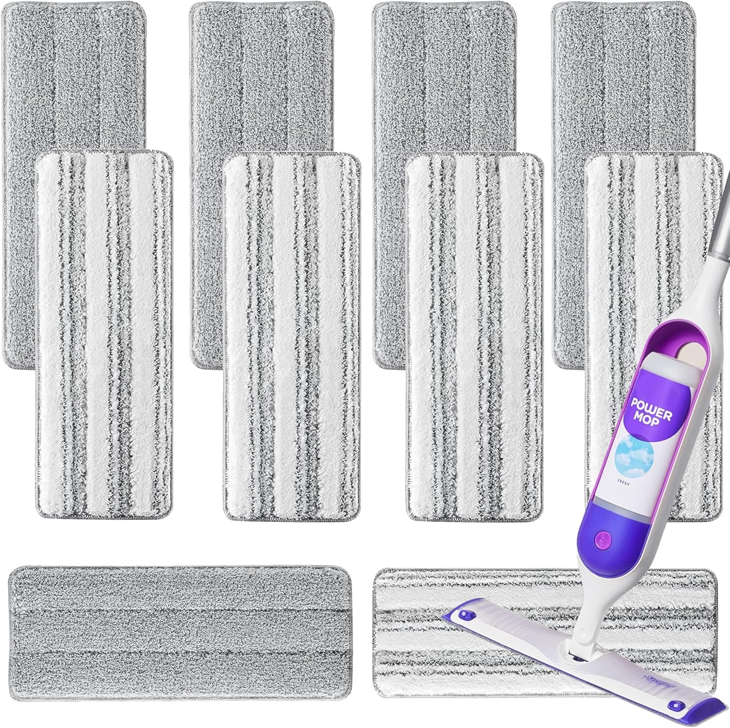 10Pcs Joymoop Mop Replacement Pads, 15 * 4.9'' Universal Mop Pads Mop Head Refills Washable Wet Mop, Compatible with Most 11-14” Size Mops