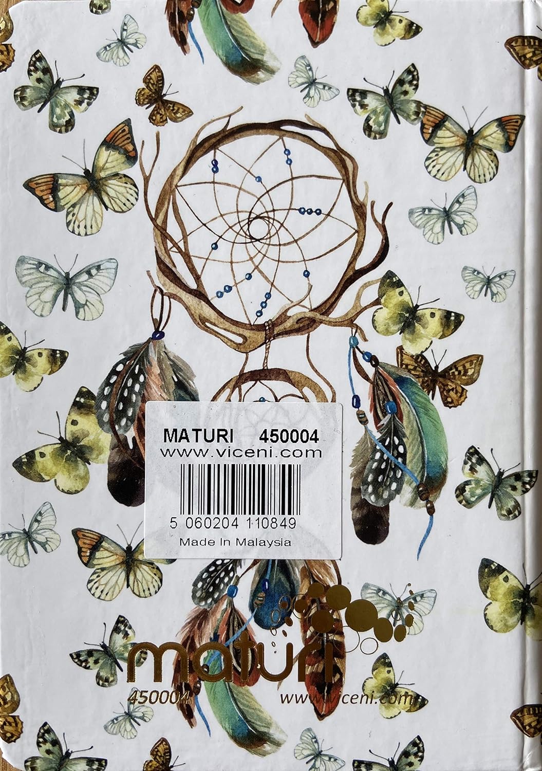 Maturi Viceni A6 Hardback Dates to Remember Dream Catcher Notebook with Gold Foil Detailing and Gloss Finish