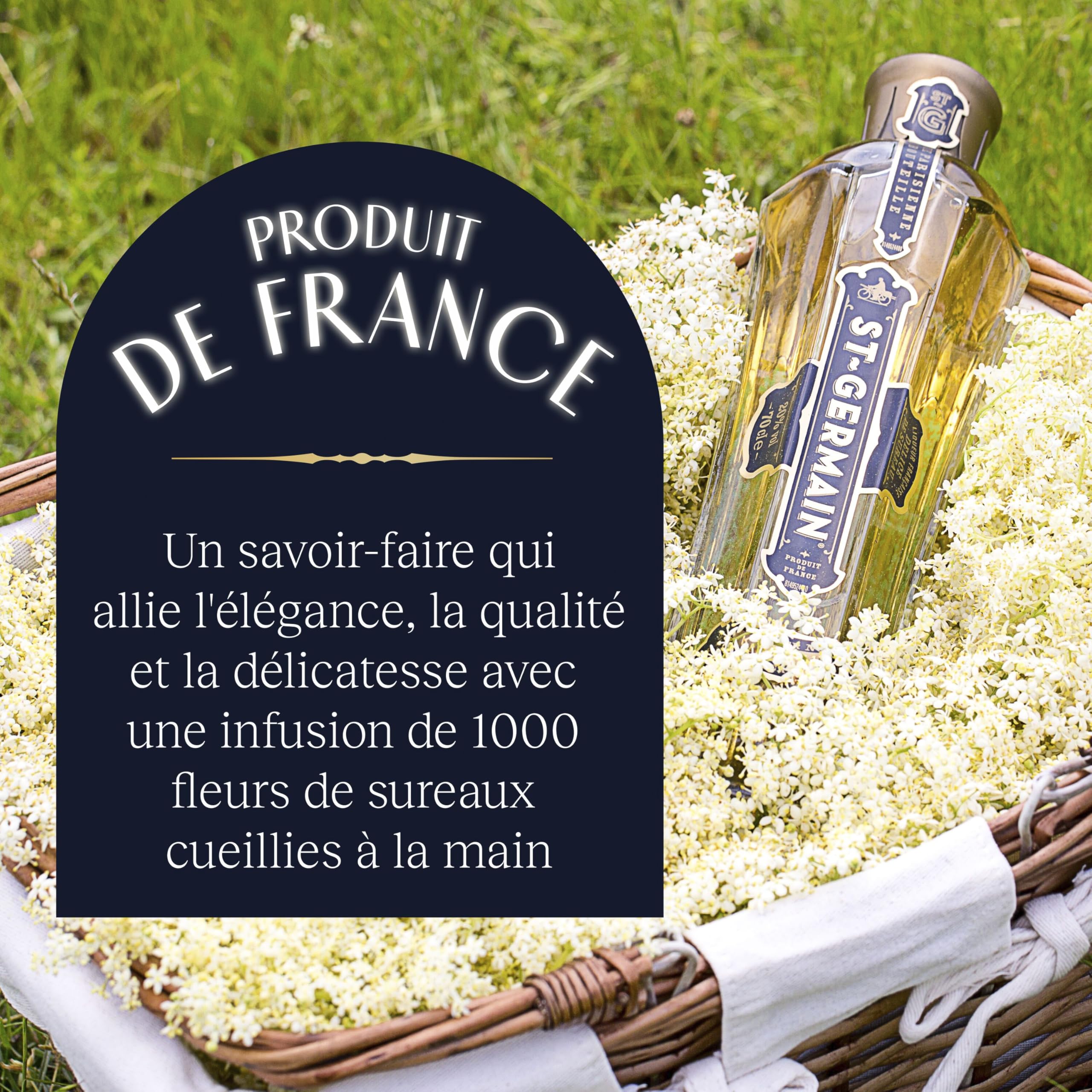 St-Germain Liqueur Française élaborée aux fleurs de sureau, 20 % vol., 50 cl/500 ml, fraîchement cueillies à la main, sans arômes artificiels