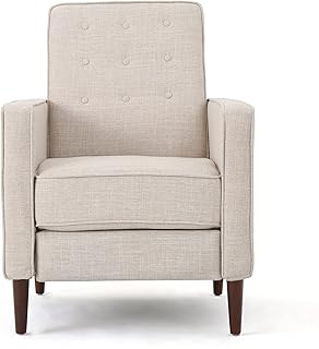 Macedonia Mid Century Modern Tufted Back Fabric Recliner (Wheat)