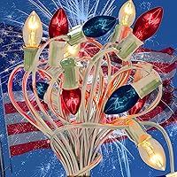 Vista 7 de EST. LEE DISPLAY L D 1902 Bombillas C7 para el 4 de julio, luces de Navidad multicolor transparentes, bombillas de repuesto rojas, blancas y azules