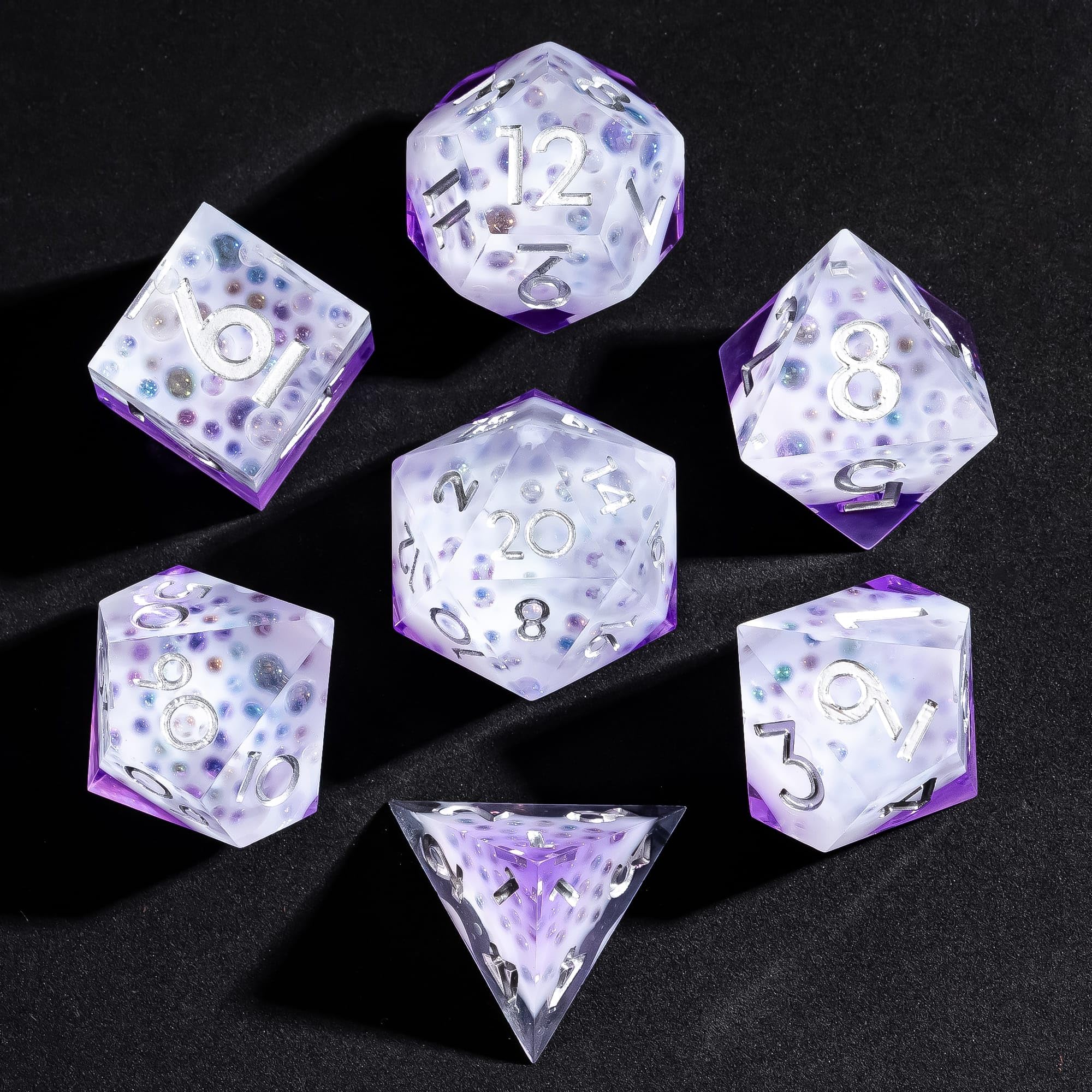 CRITALLIC 7PCS Cocktail Dice Set,Handmade Sharp Edge Dice Set for D&D RPG — image 1