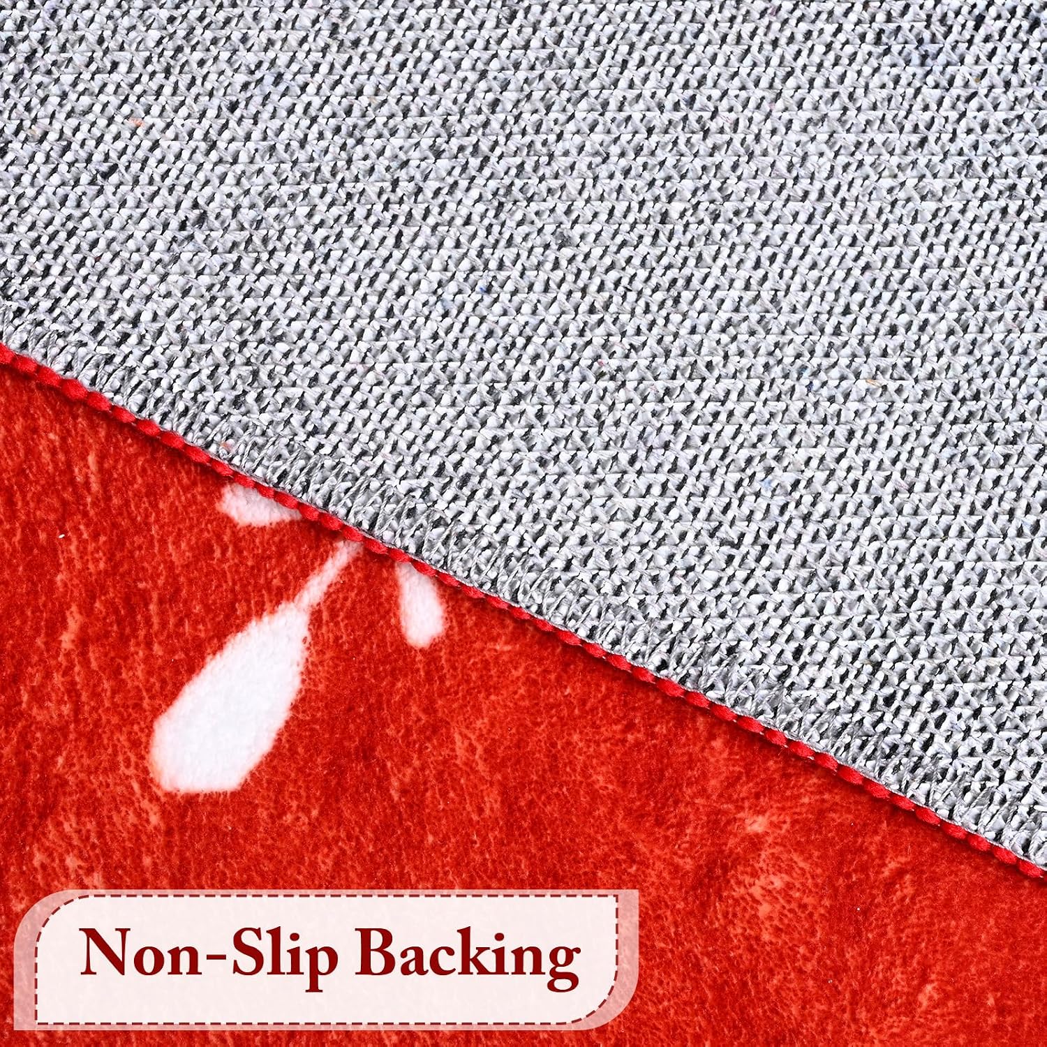 FRAMICS Christmas Runner Rug 2x6, Snowflake Washable Rug Runners for Hallways Non Slip, Soft Faux Wool Vintage Red Kitchen Runner Rugs Low Pile, Christmas Snow Area Rugs for Bedroom Laundry Room