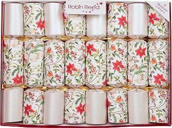 Robin Reed Handmade Christmas Party Favors Decorations - 8 x 10 inch - White Floral Robin 52302