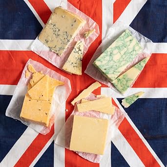 igourmet British Cheese Assortment - Includes 4 Impressive English Cheeses British Cheddar Cheese, Crumbly Blue Stilton Cheese, English Derby Cheese, and The Incredible Cotswold Cheese