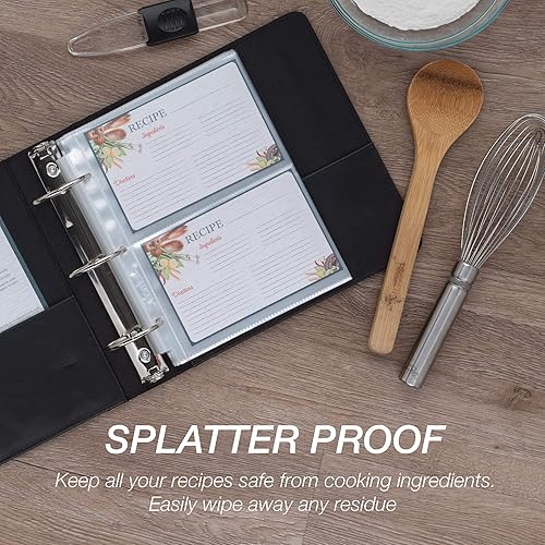 Vista 29 de Samsill Protectores de páginas para tarjetas de recetas de 8.5 x 11 pulgadas, 25 unidades, 2 hojas de carga lateral de bolsillo para carpetas de 3