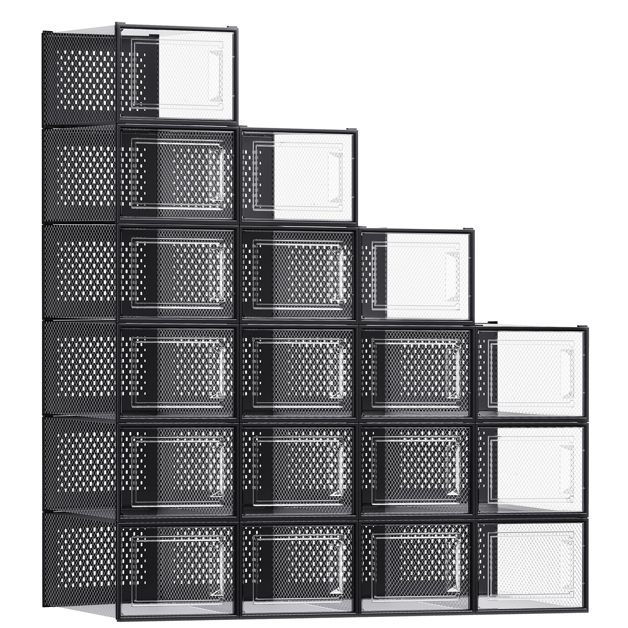 SONGMICS Shoe Boxes, Clear Plastic Sneaker Box, Pack of 18