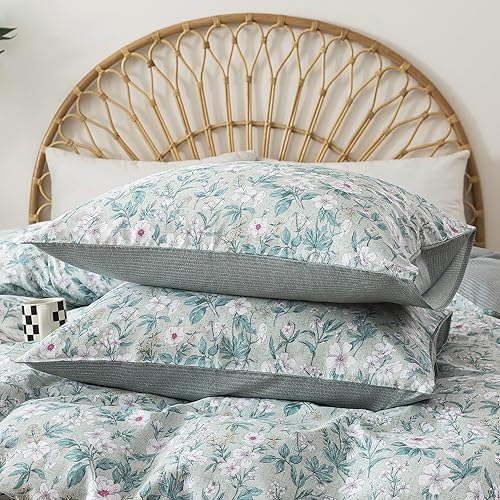 Miniatura 332 de HoneiLife - Juego de funda de edredón floral 100% algodón, 3 piezas, botánica, ropa de cama con cierre de cremallera y lazos en las esquinas