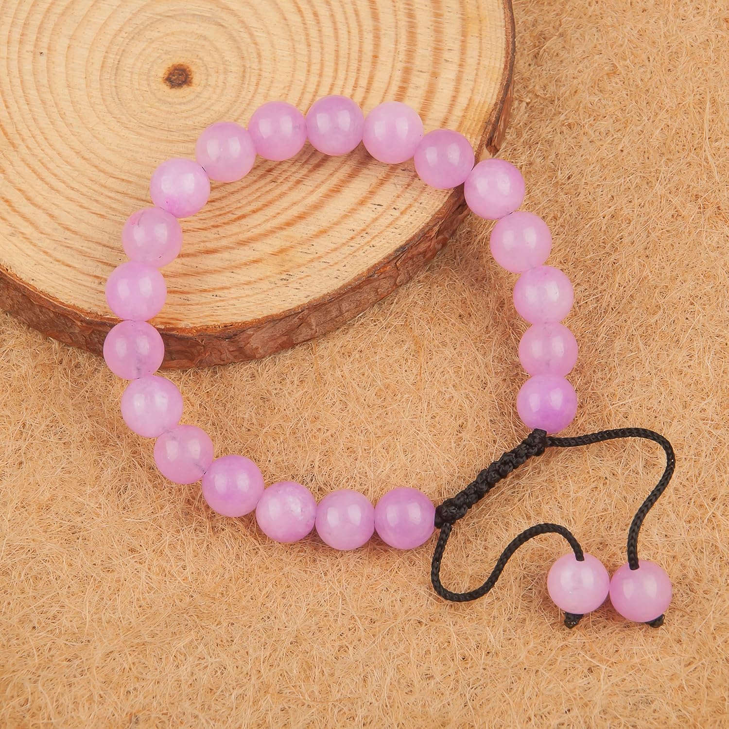 AAA PINK KUNZITE Natural Healing Power Gemstone Crystal Beads Unisex Adjustable Macrame Bracelets 8mm - Image 4
