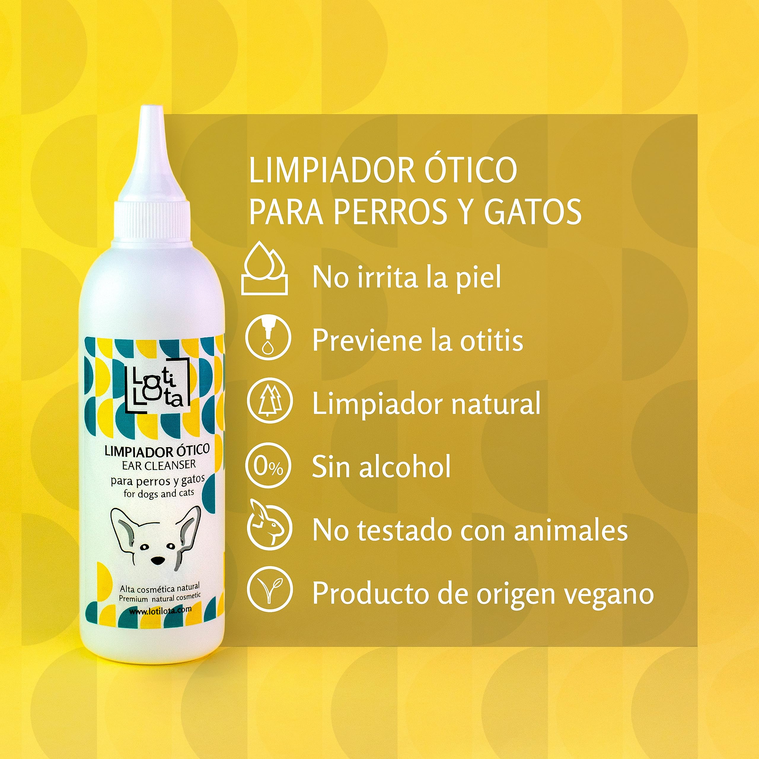 Limpiador para Orejas/Oídos de Perros Y Gatos - 125 ML - Prevención Otitis - Vegano
