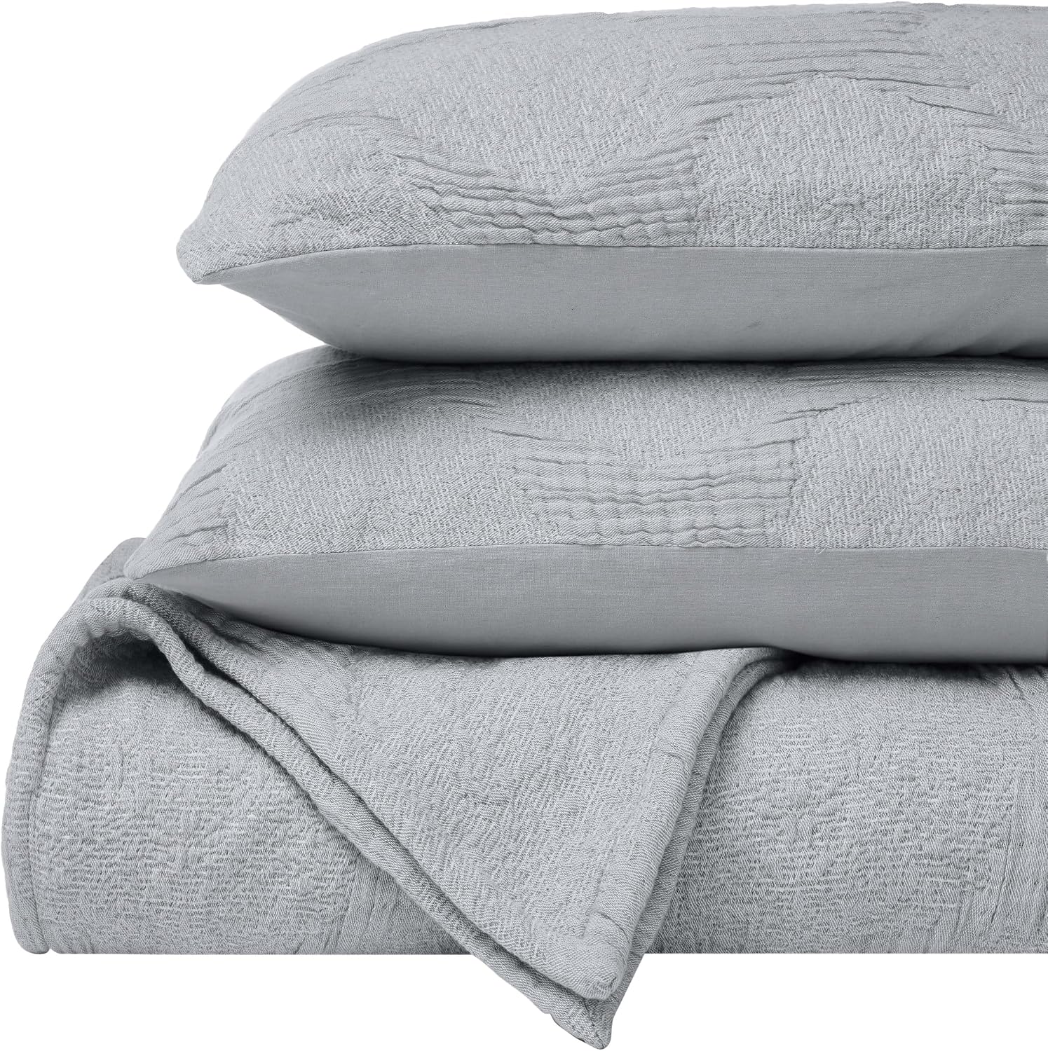Superior Cotton Woven Coverlet, Home Decor, Aesthetic Master and Guest Bedroom, Medium Weight, All-Season, Bedding Essentials, Decorative Bed Accent, Tanta Collection, Queen Size, Denim Blue