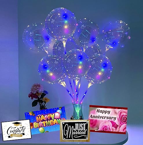 Miniatura 5 de Globos BoBo con luces LED de 20 pulgadas, paquete de 10 barras de 27.6 in, color RGB, decoración, fiesta, Halloween, Navidad, cumpleaños, boda,