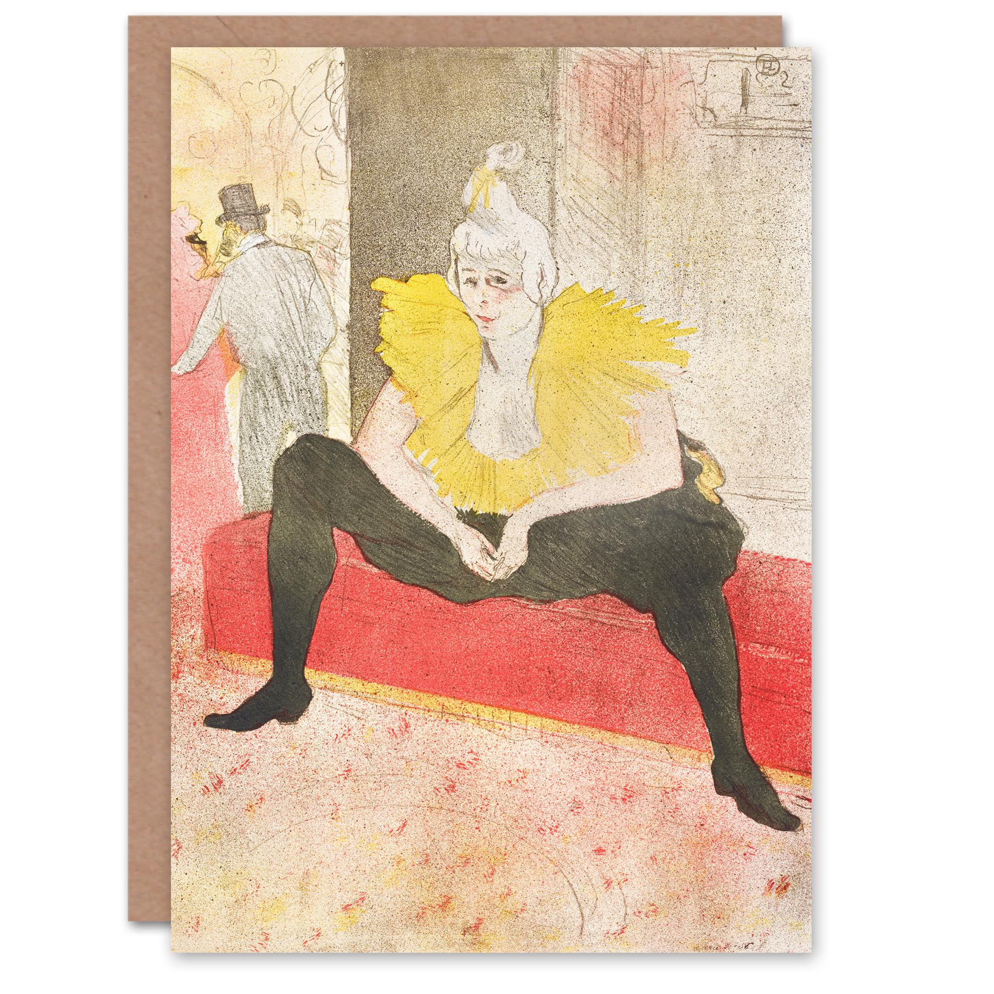 Artery8 Toulouse Lautrec Art Card The Seated Clowness Sketch