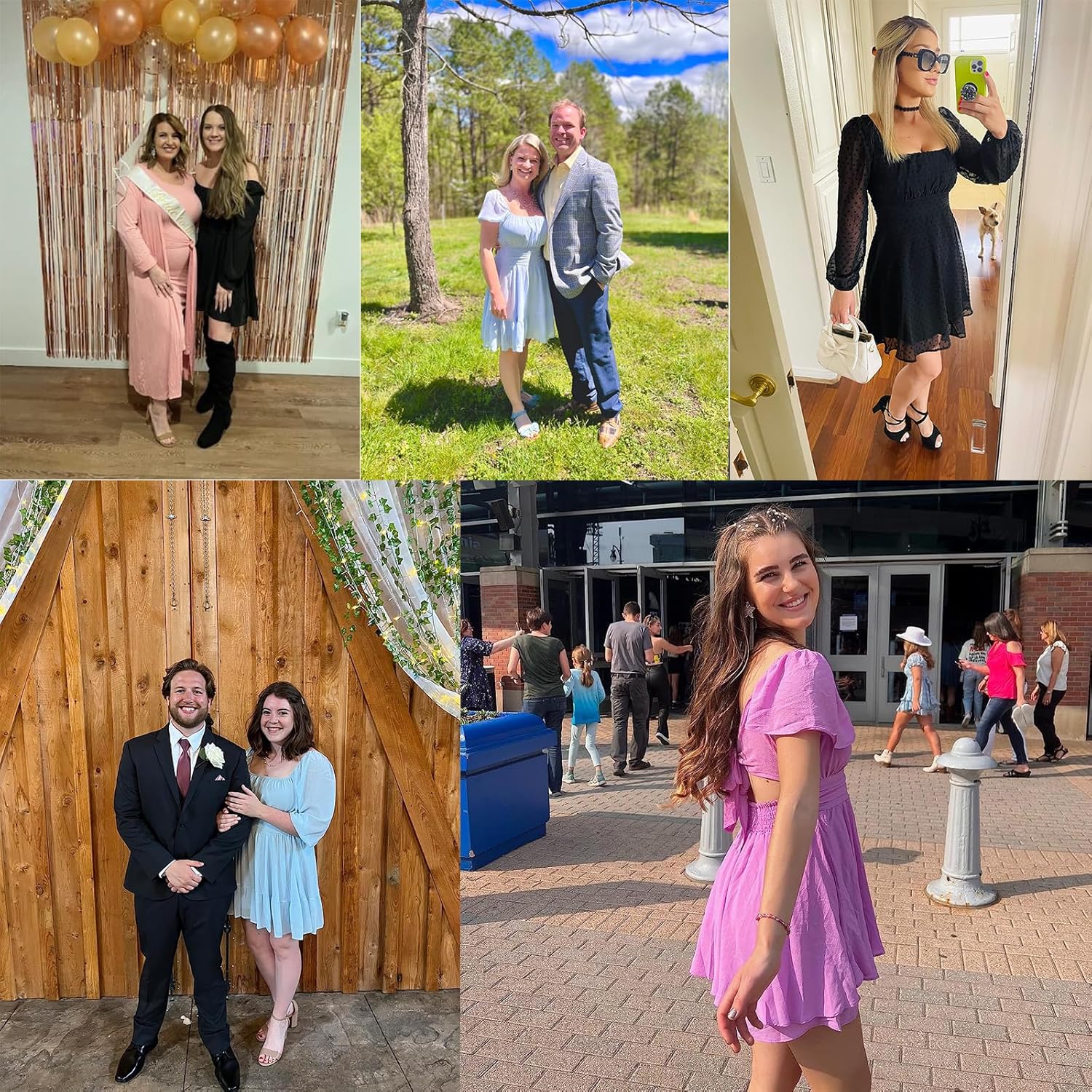 tagunop Women's Summer Casual Dress Smocked Square Neck Mini Dresses Ruffle Short Sleeve Sundress - Image 5