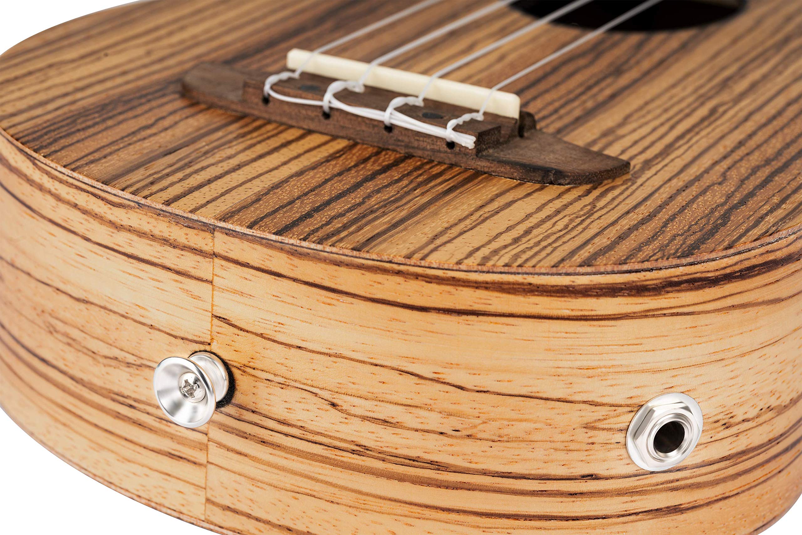 Ortega Guitars Ukulele Soprano Elettro-Acustico – Timber Series – Gig Bag Inclusa – Zebrawood, Natural (RFU10ZE)