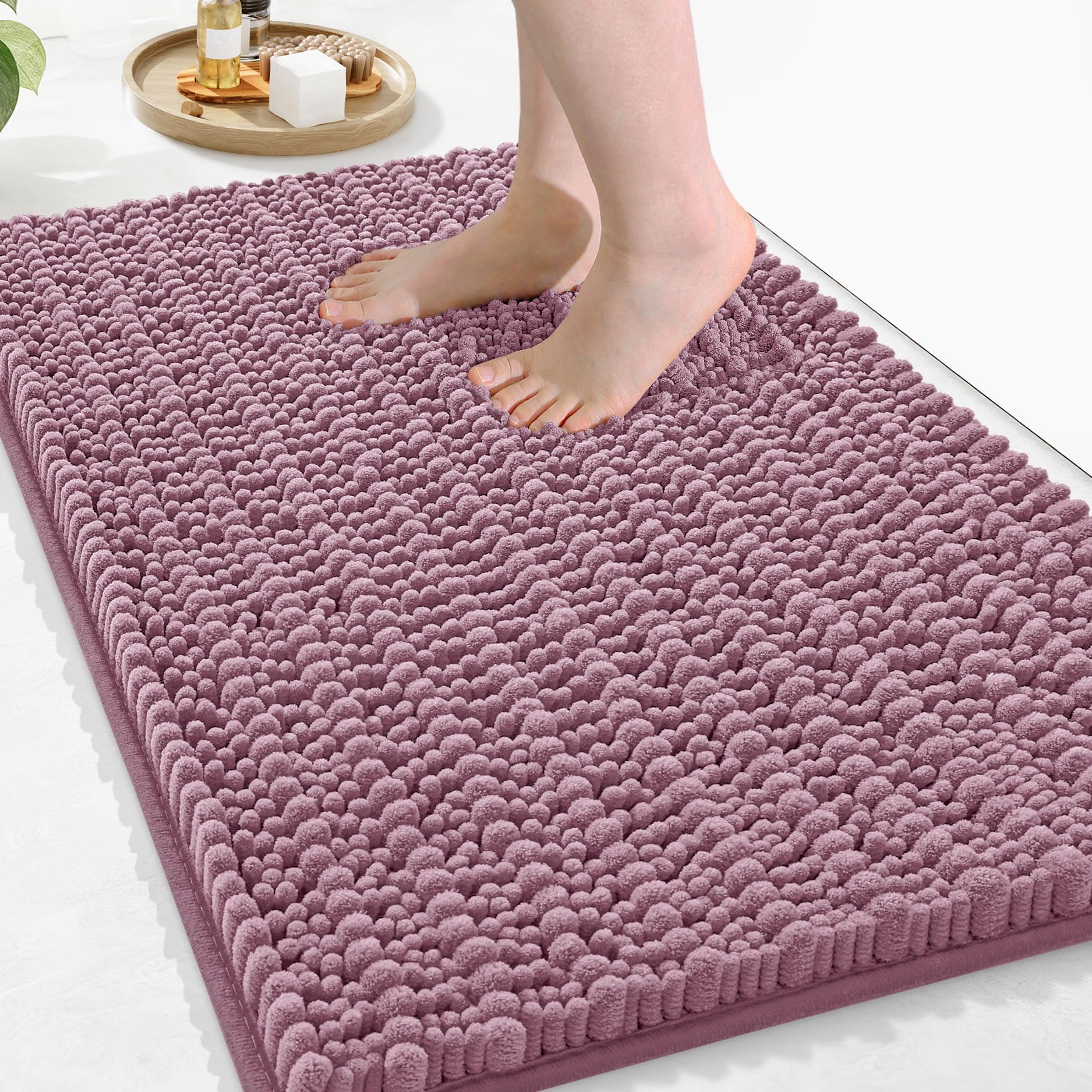 Arotive Luxury Chenille Bathroom Rug Mat, Extra Soft Thick Absorbent Shaggy Bath Rugs, Non-Slip Machine Wash Dry, Plush Bath Mats for Bathroom, Shower
