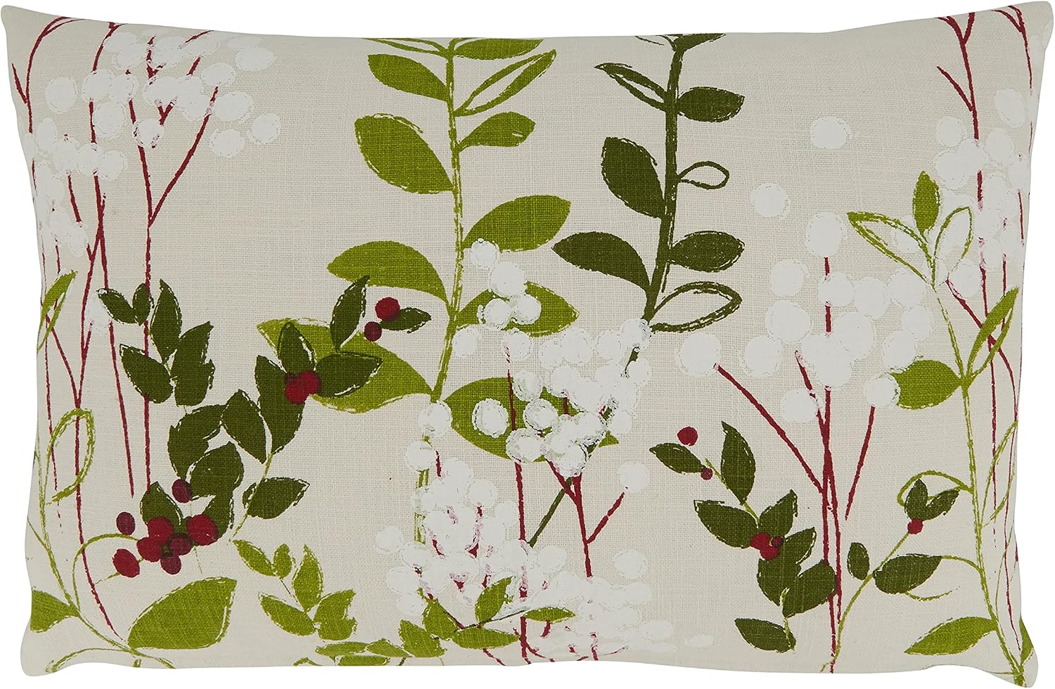 SARO LIFESTYLE Noël Jardin Collection Holiday Botanical Design Pillow Cover, 13"x20", Natural