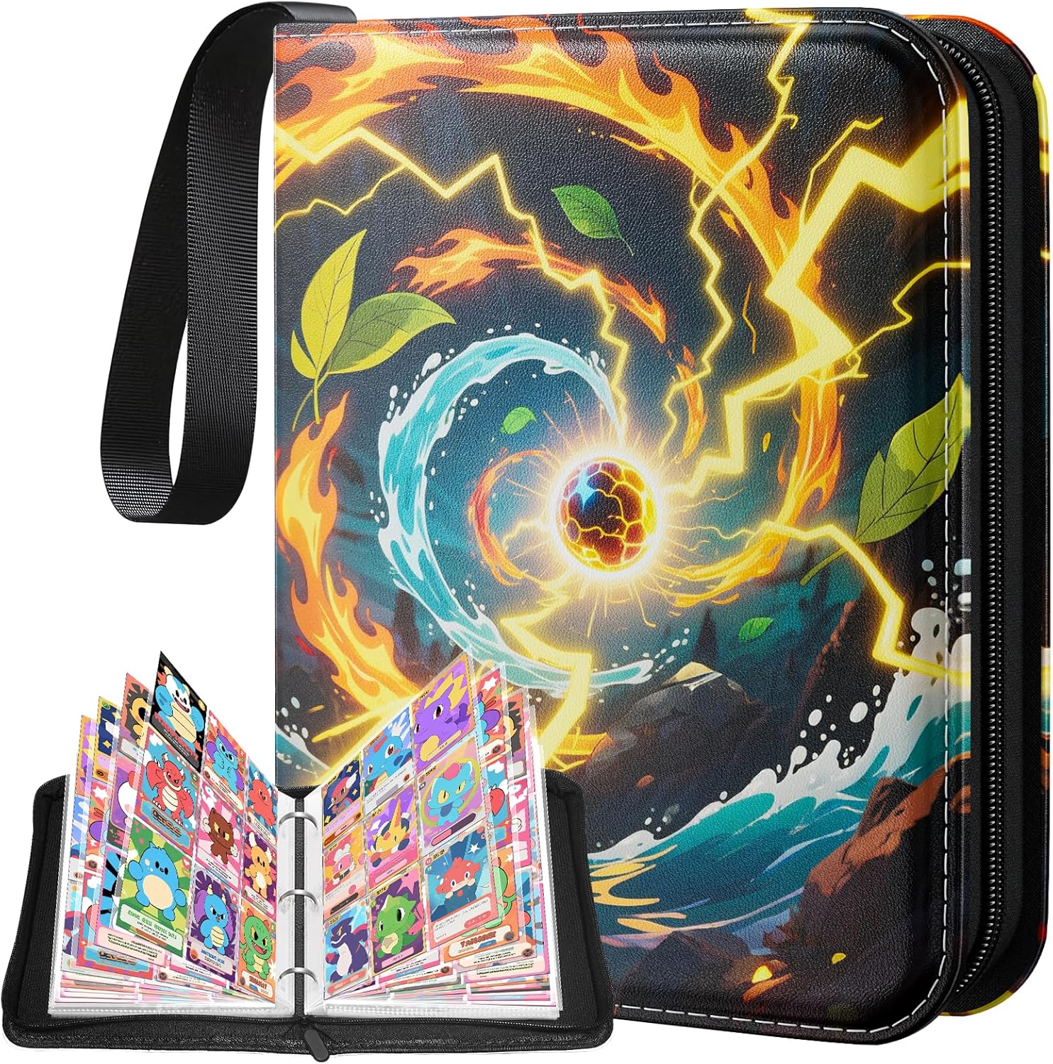 Trading Card Binder 9 Pocket, Card Binder 900 Pockets Holder Album with 50 Removable Cards Sleeves, PU Leather Card Collection Binder for TCG, MTG, Sports Cards, TCG Binder Gifts for Boys and Girls