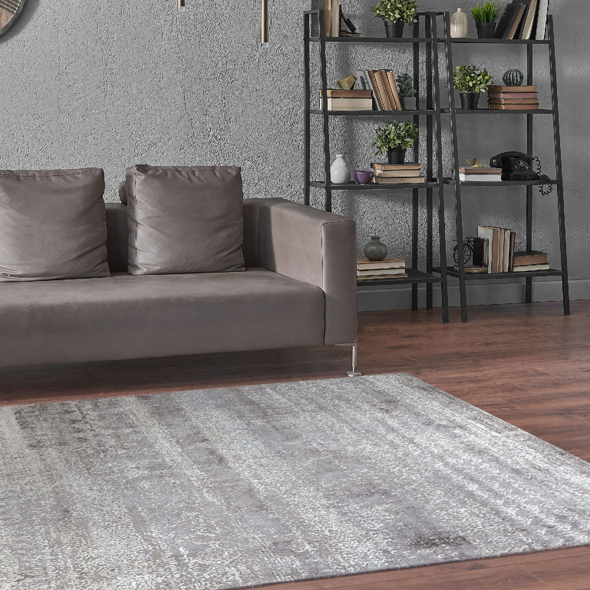 HAMID - Alfombra de Lana Alpes Contemporánea, Alfombra Moderna Suave, Alfombra Lana Grande para Salón, Dormitorio, Sala de Estar (Beige Gris, 230 x 160 cm)