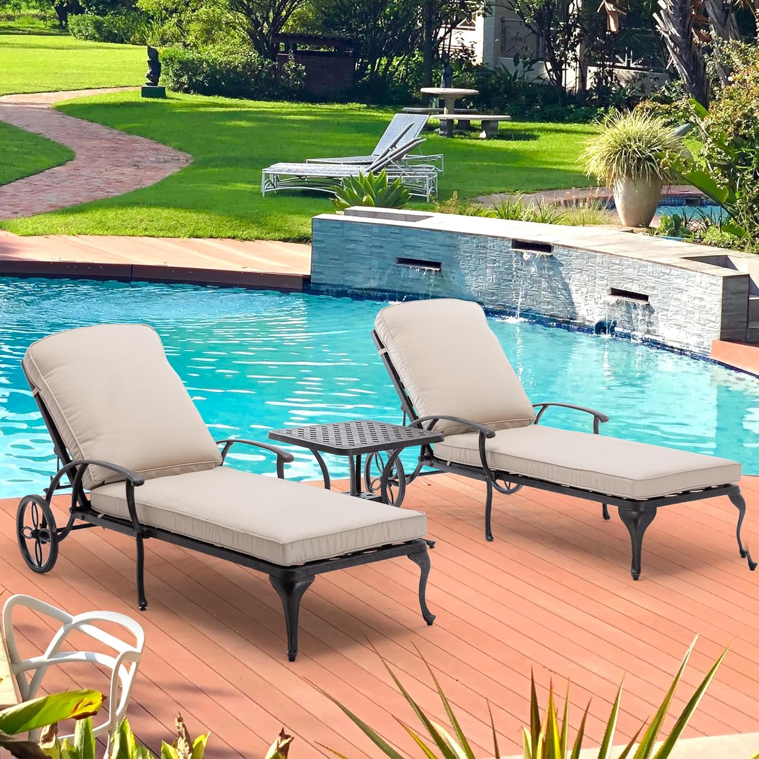 Amazon.com : HOMEFUN Chaise Lounge Chair Outdoor - Pool Lounge Chairs ...