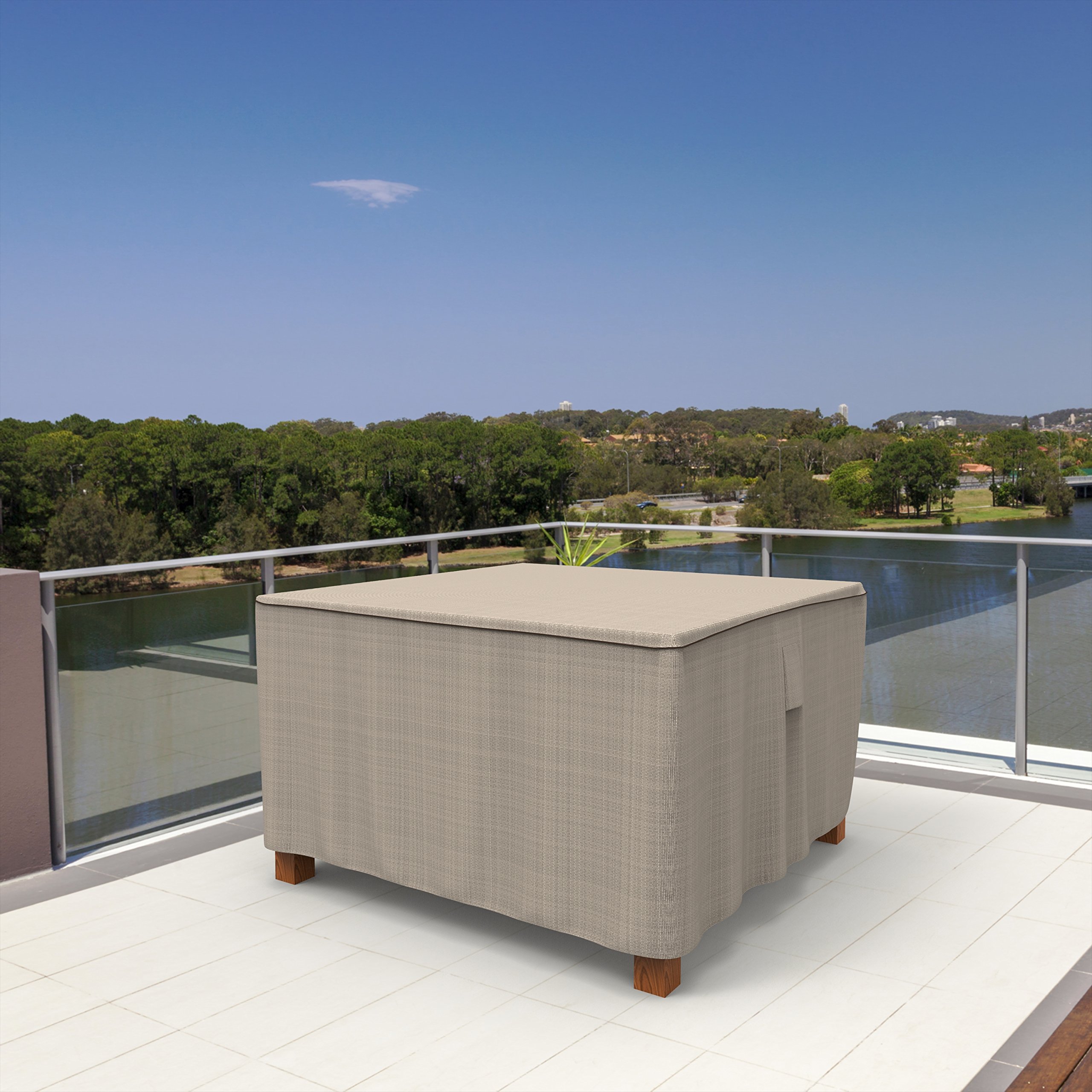 EmpirePatio Tan Tweed Square Patio Table Cover, Medium