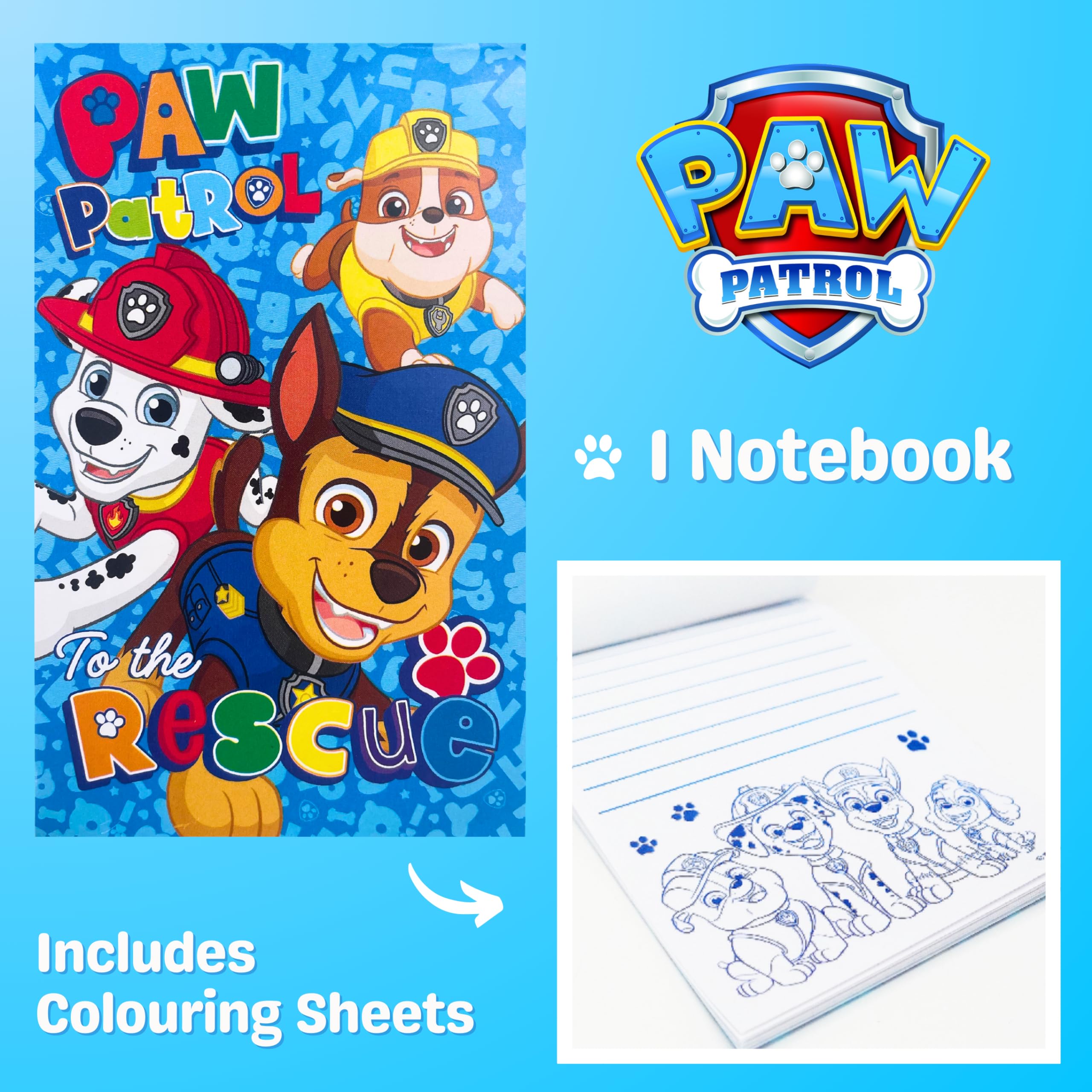 Paw Patrol Ensemble de Papeterie, Crayons de Couleur, Marqueurs, Cahier, Mallette Scolaire Enfants