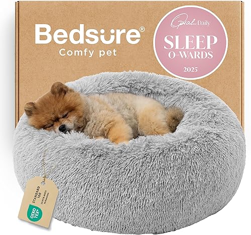 Miniatura 30 de Bedsure - Cama calmante para perros medianos, lavable, mediana, con forma de dona, antideslizante, afelpada, esponjosa, pelo sintético, para gato,