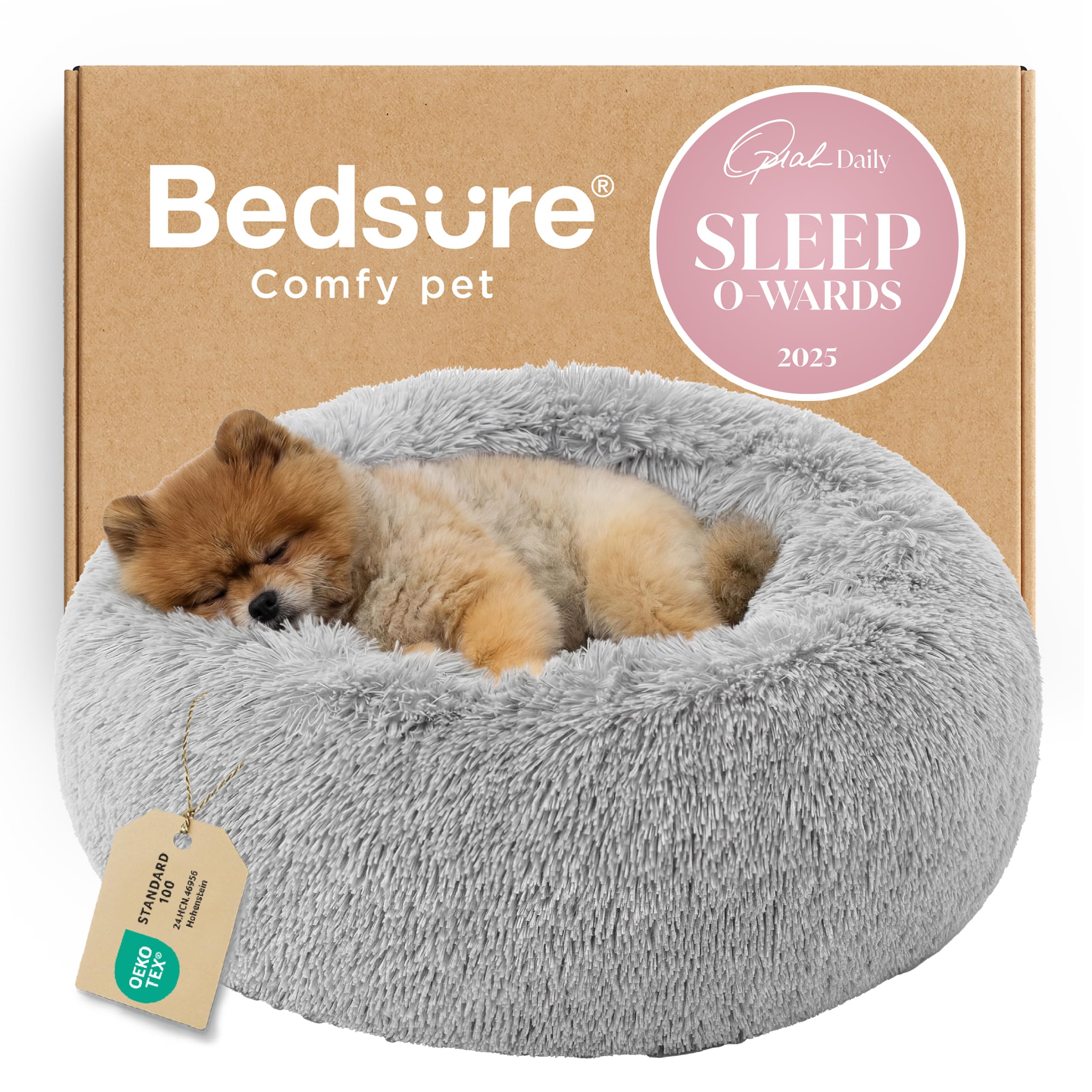 Bedsure Calming Small Dog Bed Donut Washable Cat＆Puppy Bed,23 inches