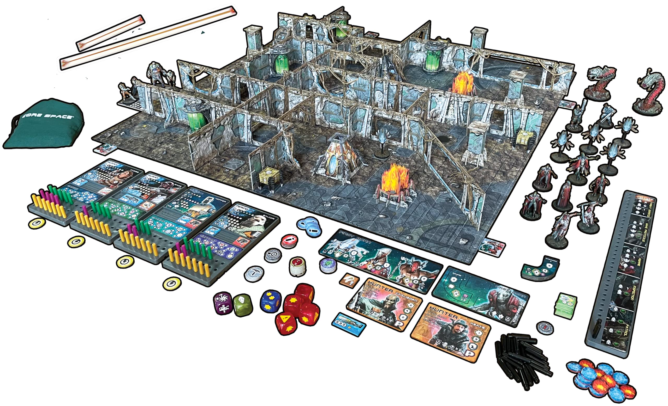 Battle Systems Core Space First Born - Miniatury science fiction gra planszowa - Cyberpunk 28 mm figurki science fiction do wojny 40K - modułowy teren do gier 3D - (zestaw startowy dla noworodków)