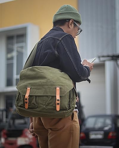 Miniatura 6 de Gootium Bolsa de mensajero de lona Bolso de hombro vintage de 16 pulgadas para laptop, estilo mensajero, bolsa de trabajo para campus