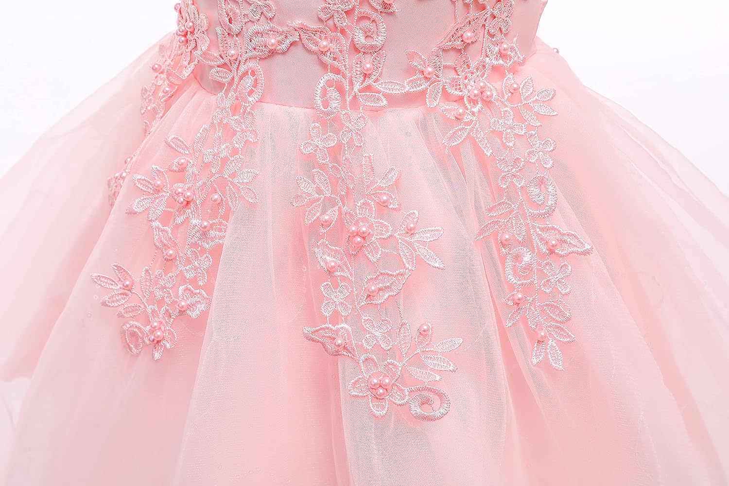 Weileenice Flower Girl Lace Bridesmaid Dress High-Low Embroidery Kids Wedding Party Birthday Tulle Dresses - Image 2