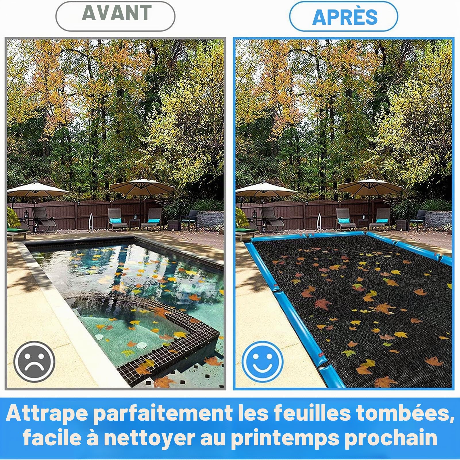 Douce Protection Piscine pour Piscine Rectangulaire 6 X12 M Couverture Piscine D'hivernage, Bâche Protection pour Piscines Creusées Et Hors Sol, en Polyéthène, Résistant, Maille Fine
