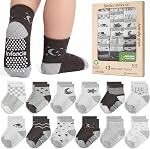 Cotton Baby Socks 0–6 Months, 12 Pairs Infant Socks Newborn Socks Non Slip Unisex Soft Hypoallergenic Breathable Gentle On Baby Skin Comfortable Daily Wear Essentials