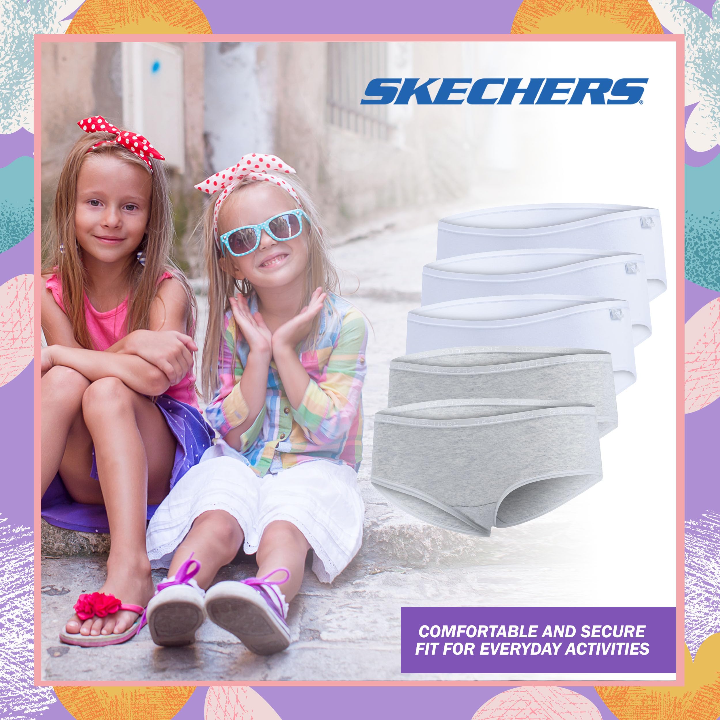 Skechers Mädchen-Unterwäsche, 5er-Pack und 4er-Pack, Baumwollhöschen, Größen 34-42