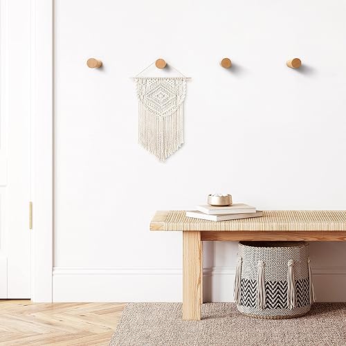 Miniatura 7 de Ganchos de pared de madera natural, paquete de 4, ganchos para montar en la pared, perchero de madera moderno, clavijas decorativas de madera para